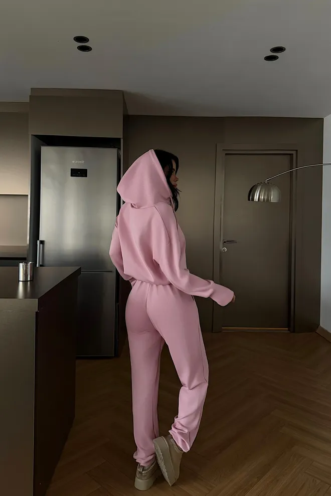 EYYO ATELIER Pink Tracksuit Casual Sport Streetwear Jogger Wholesale Clothing Spring