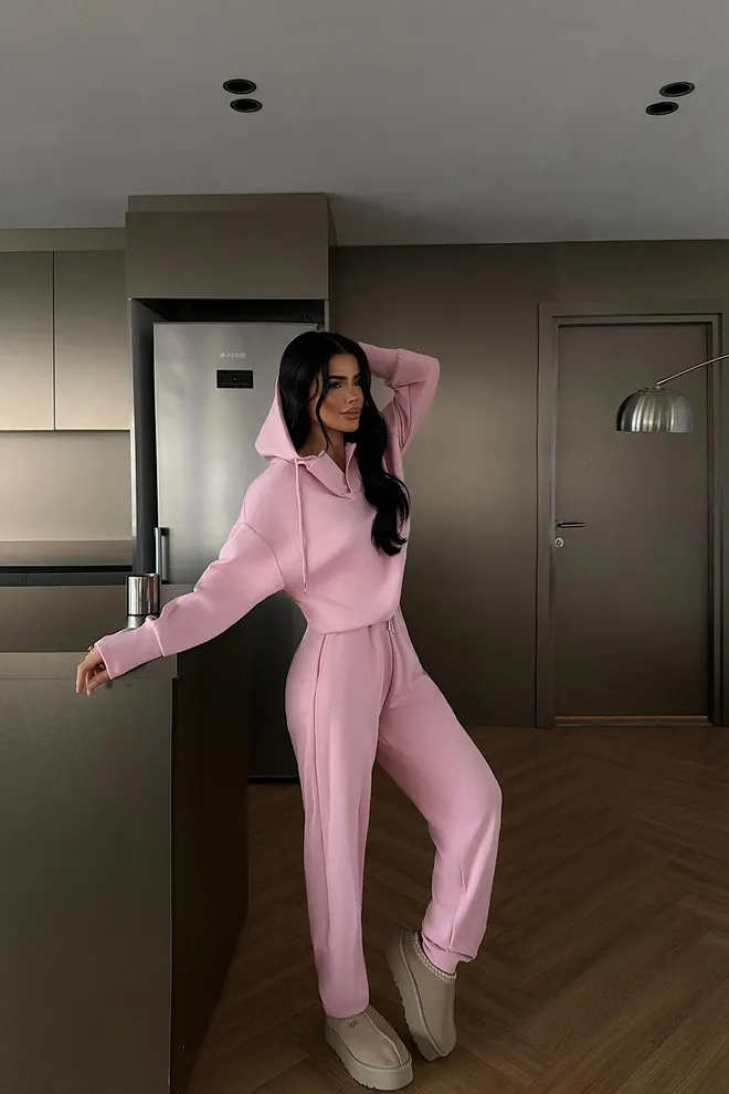 EYYO ATELIER Pink Tracksuit Casual Sport Streetwear Jogger Wholesale Clothing 1