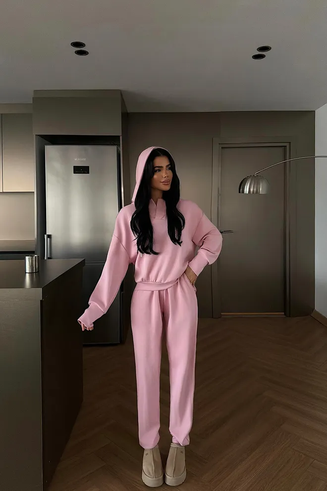 EYYO ATELIER Розовый Комплект Спортивного Костюма Повседневный Виды Спорта Уличная Одежда Джоггер Оптовая продажа одежды Повседневный