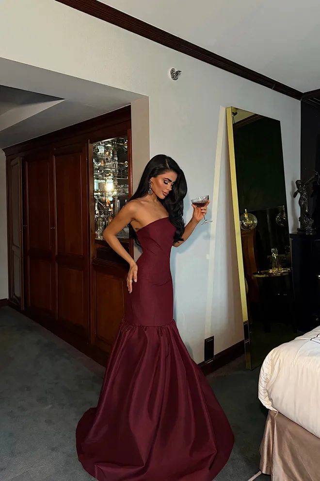 EYYO ATELIER Claret Red Elegant Bodycon Dress Wholesale Clothing 1