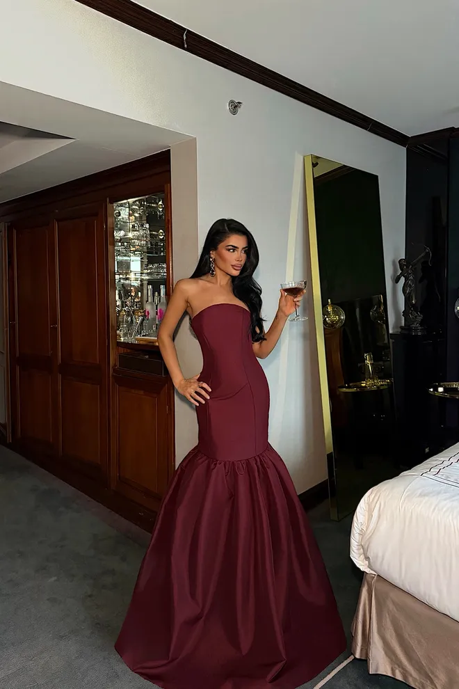 EYYO ATELIER Claret Red Elegant Bodycon Dress Wholesale Clothing Sexy