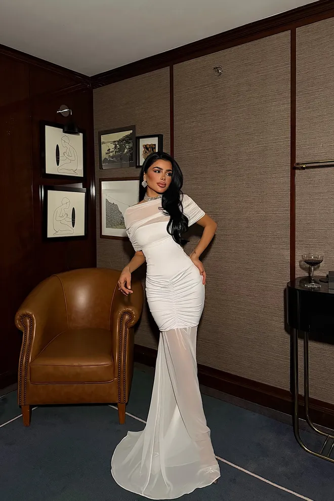 EYYO ATELIER White Elegant Glam Sheath Dress Wholesale Clothing Sexy