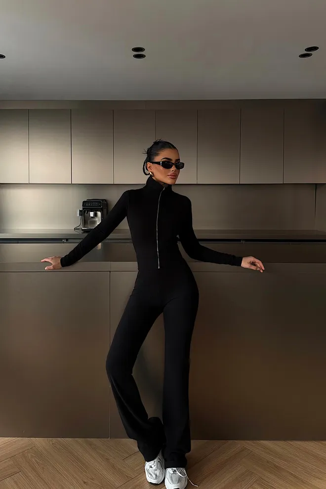 EYYO ATELIER Conjunto Negro Casual Sexy Deporte Elegante Ropa al por mayor Casual