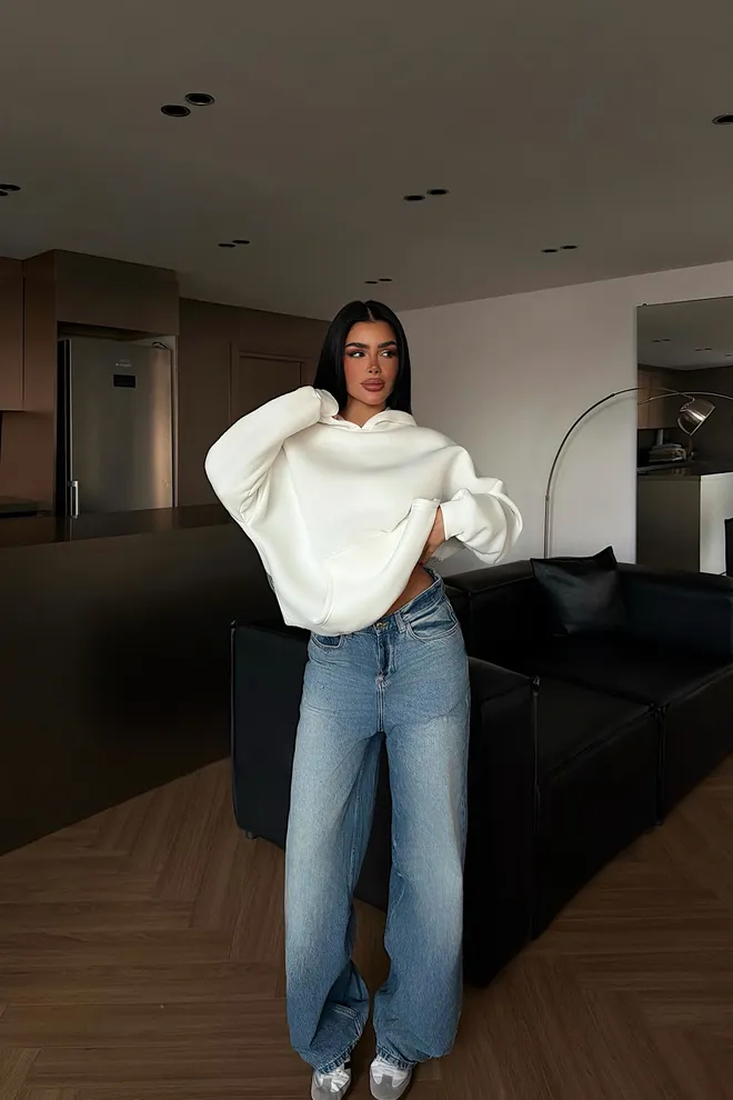 EYYO ATELIER White Hoodie Oversized Sequined Streetwear Wholesale Clothing 1