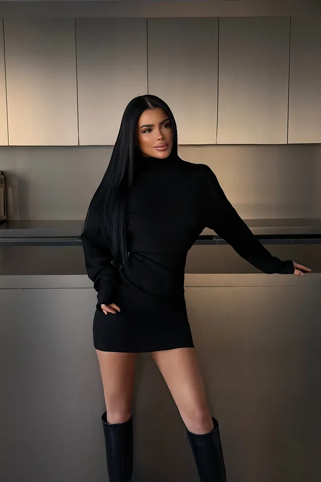 EYYO ATELIER Czarna Seksowna Elegancka Sukienka Bodycon Mini Hurtowa sprzedaż odzieży Casual