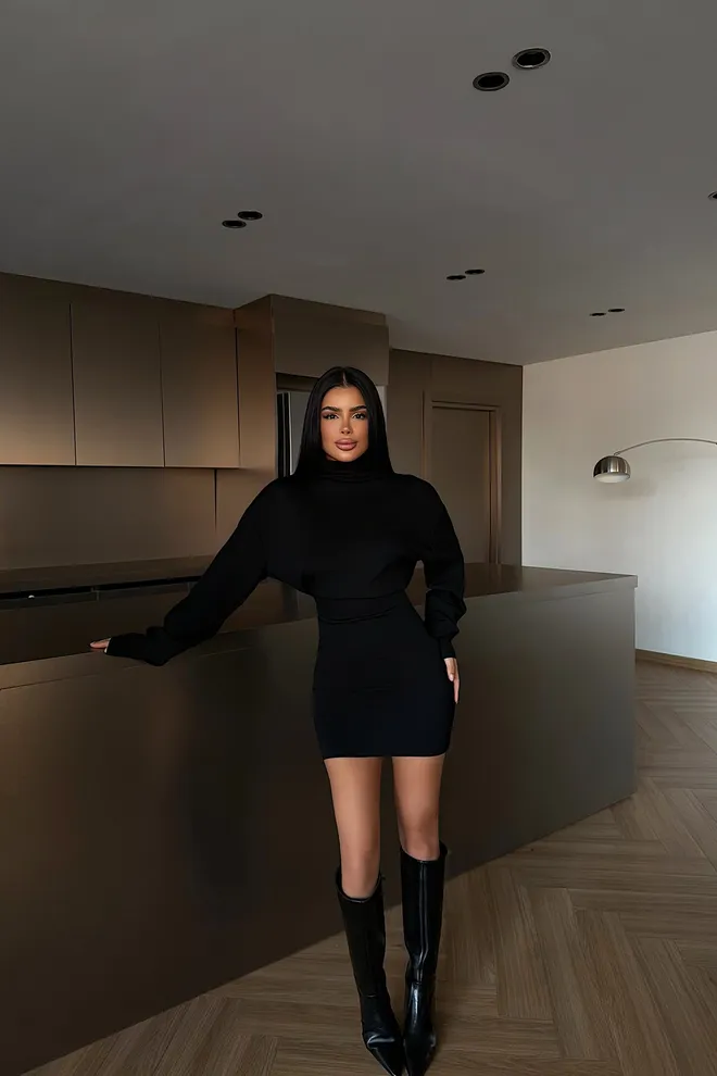 EYYO ATELIER Black Sexy Elegant Bodycon Mini Dress Wholesale Clothing 1