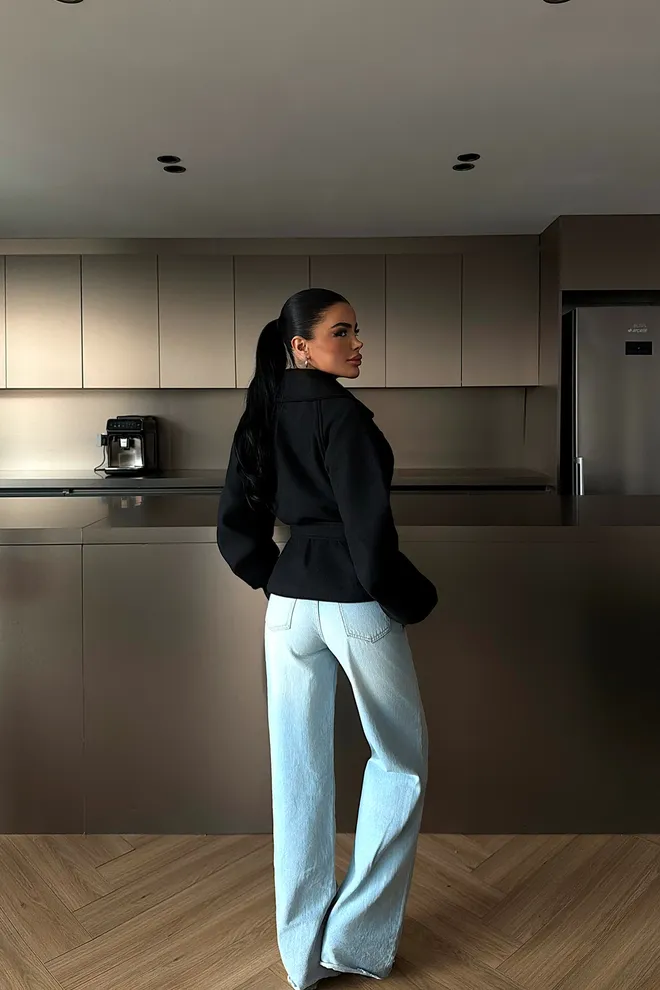 EYYO ATELIER Black Wrapover Jacket Wholesale Clothing Spring