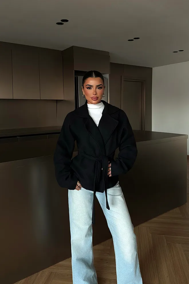 EYYO ATELIER Black Wrapover Jacket Wholesale Clothing 1