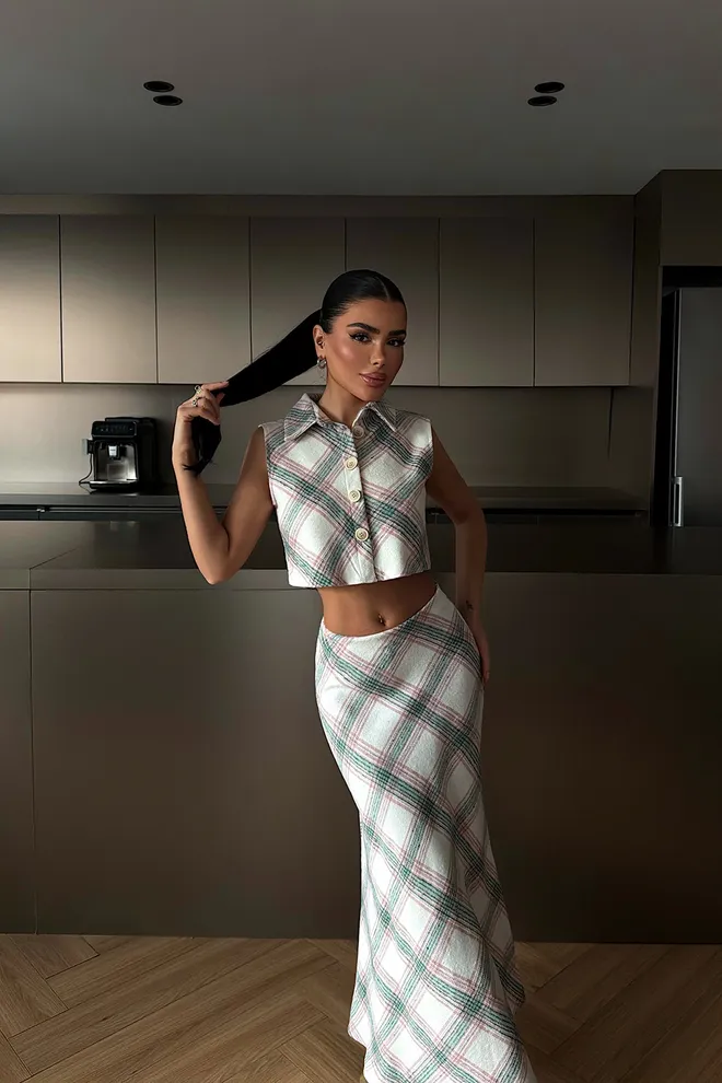 EYYO ATELIER جلس أبيض متقلب غير رسمي أنيق ملابس بالجملة غير رسمي