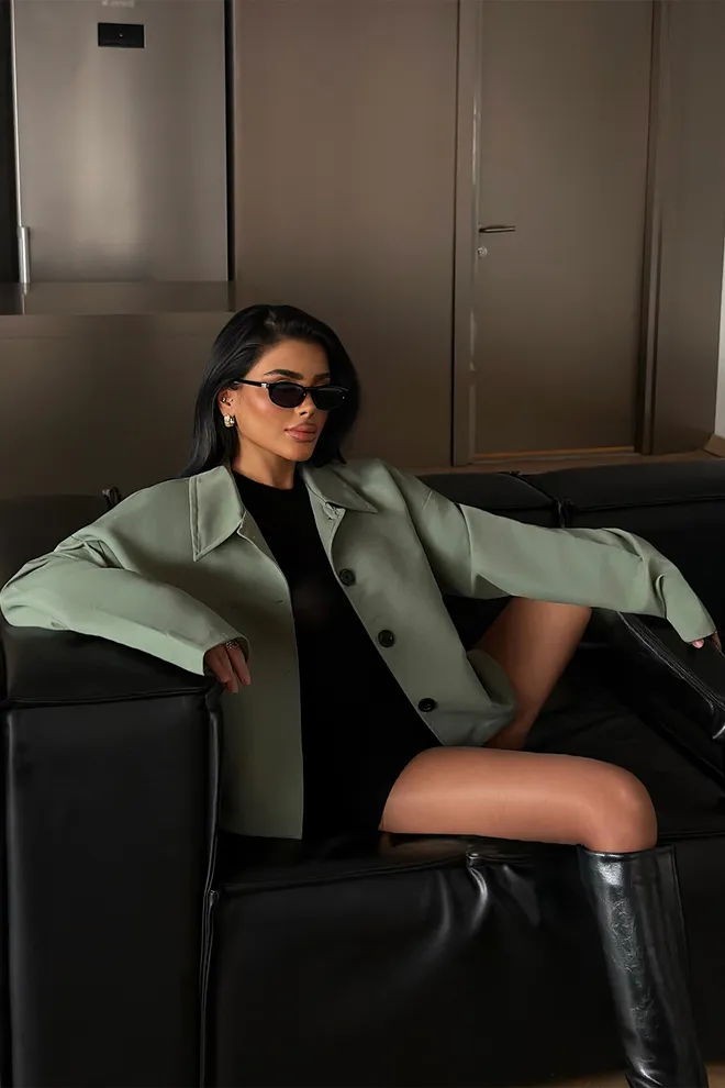 EYYO ATELIER Jaqueta Casual Cáqui Blazer Single breasted Roupas por atacado Casual