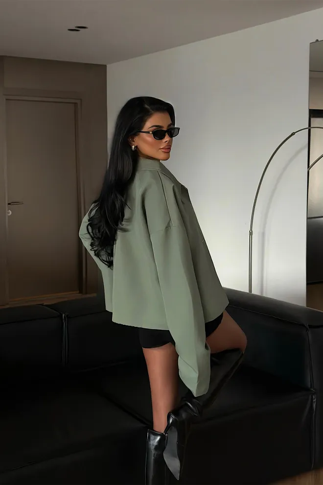 EYYO ATELIER Khaki Casual Single Breasted Blazer Jacket Wholesale Clothing Spring