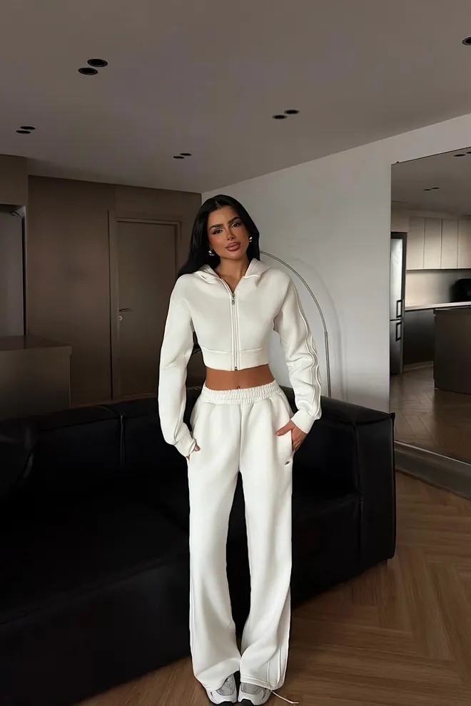 EYYO ATELIER White Casual Sport Jogger Set Wholesale Clothing Beach