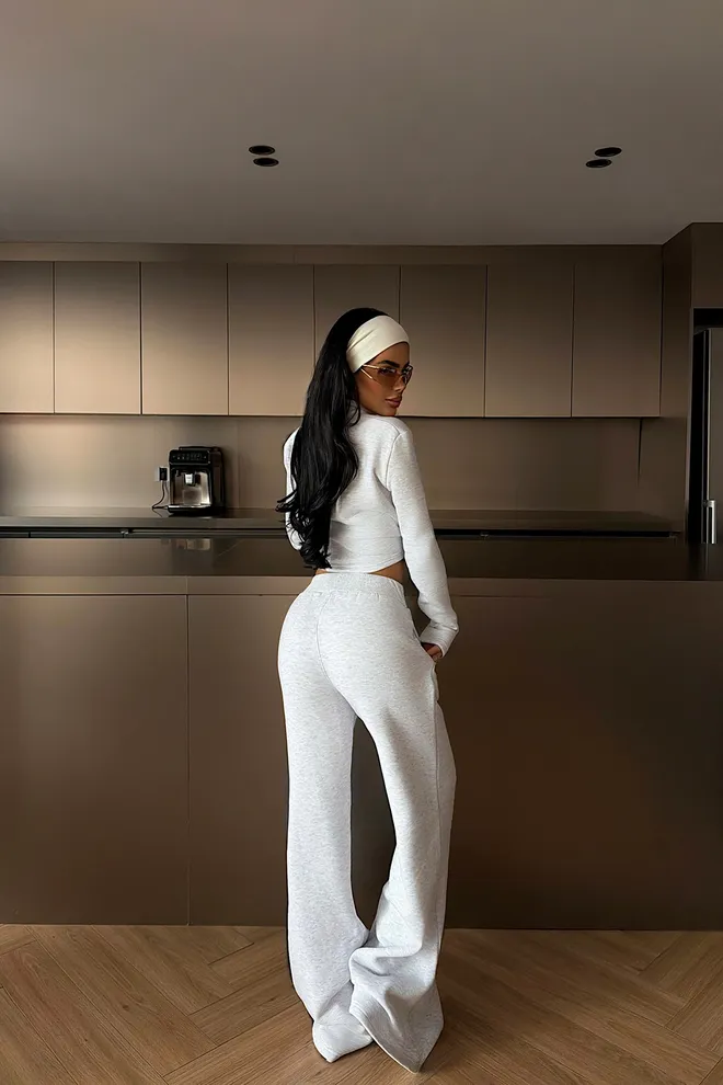 EYYO ATELIER Греи Трацксуит Сет Са Рајсфершлусом И Широким Ногавицама Велепродаја одеће Пролеће