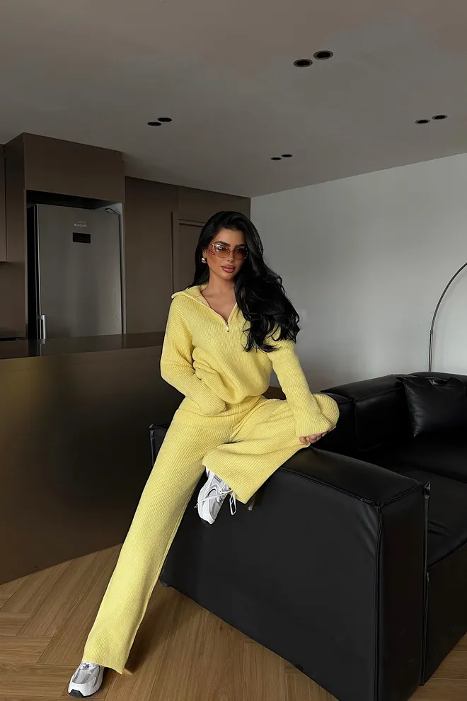 EYYO ATELIER Giallo Casual Sport Abbigliamento Di Strada Set Abbigliamento all'ingrosso Casuale