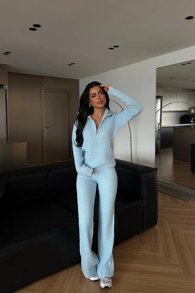 EYYO ATELIER Modrá Neformálny Športový Skromný Súprava Veľkoobchod s oblečením Doma