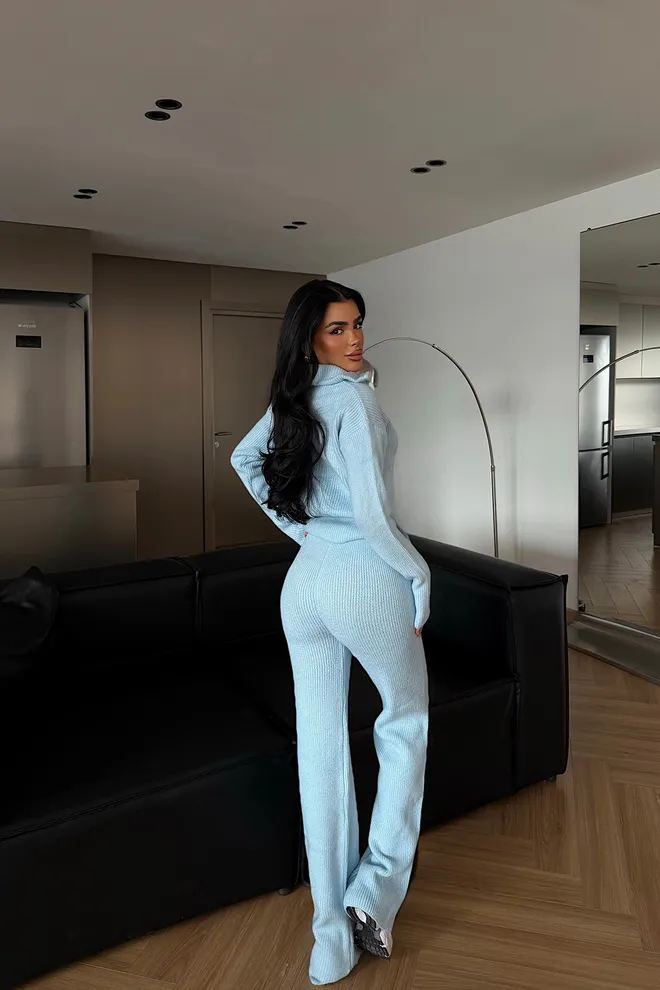 EYYO ATELIER Modrá Neformálny Športový Skromný Súprava Veľkoobchod s oblečením Jar