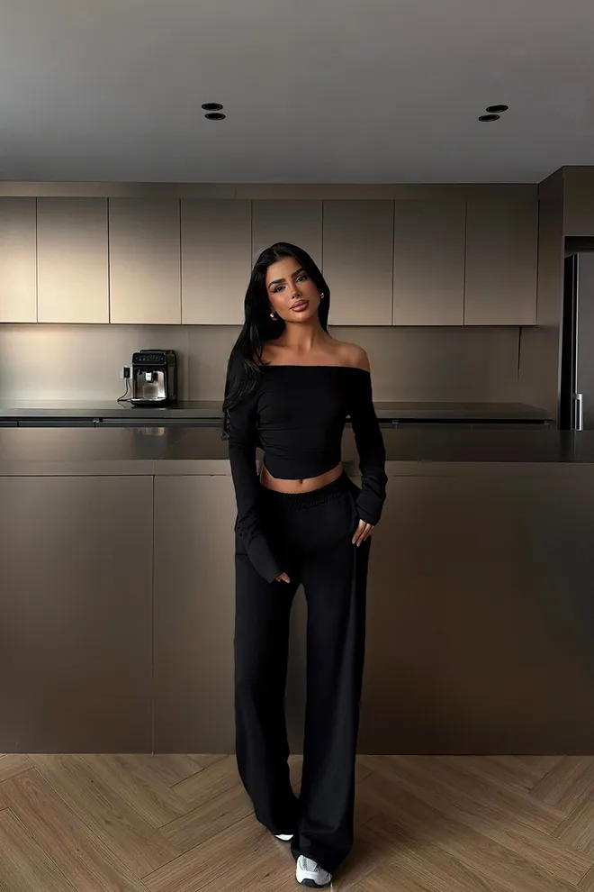 EYYO ATELIER Conjunto Casual Elegante Negro Ropa al por mayor Casual