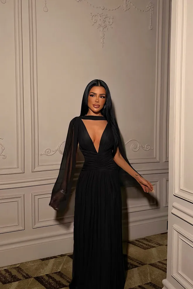 EYYO ATELIER Siyah Zarif Seksi Resmi Işıltılı Blazer Elbise Toptan Giyim Seksi