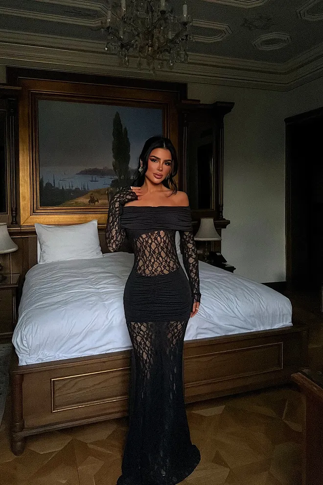 EYYO ATELIER Vestido Preto Sensual Elegante Formal Glam Bainha Roupas por atacado Sensual