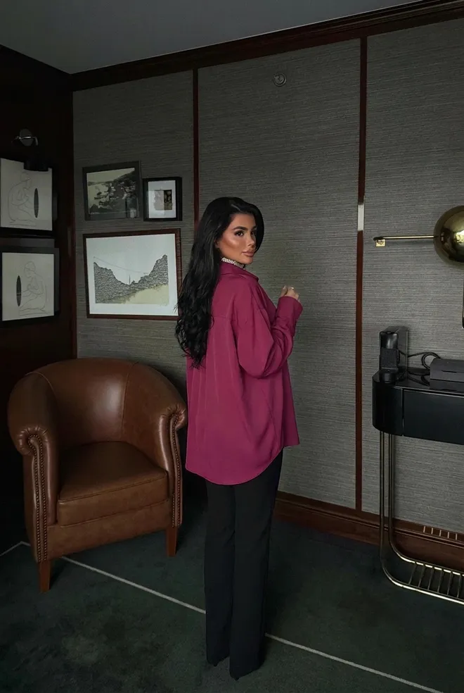 EYYO ATELIER Fuchsia Front Buttoned Shirt Wholesale Clothing Polyester