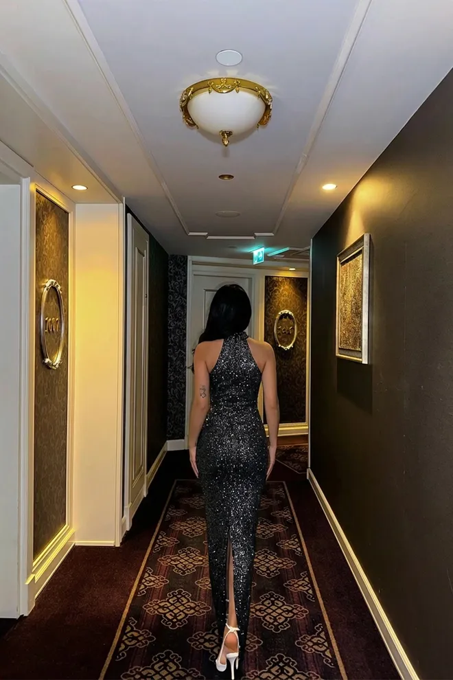 EYYO ATELIER Silver Glamorous Bodycon Dress Wholesale Clothing Polyester