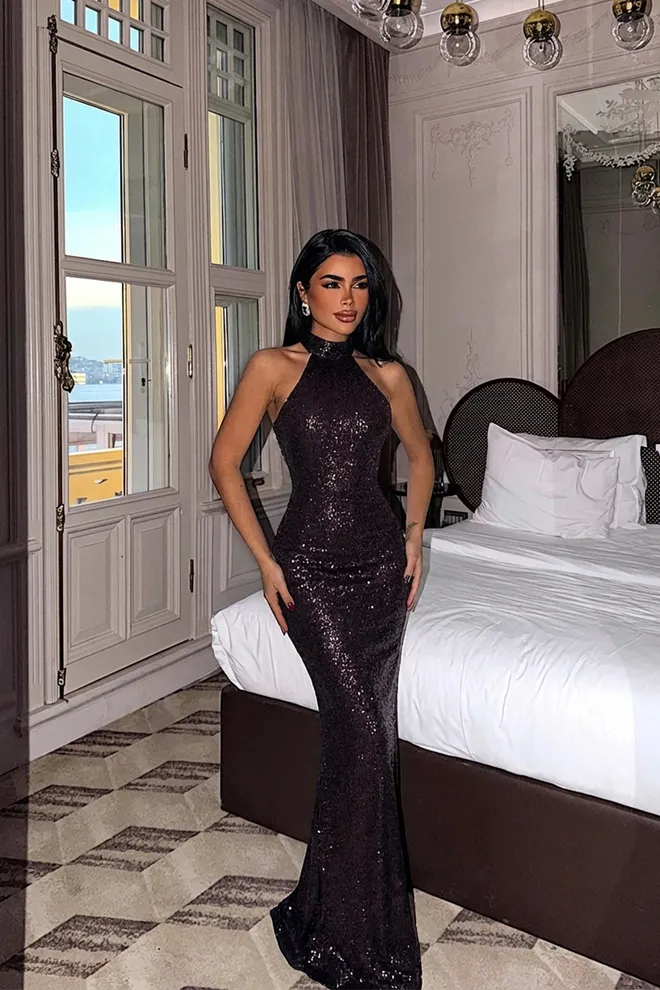 EYYO ATELIER Red Shion Sequined Dress Wholesale Clothing Sexy