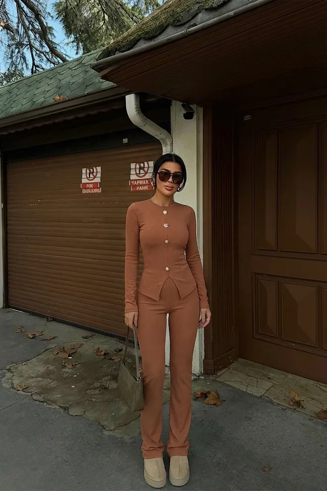 EYYO ATELIER Elegant Brown Slim Fit Suit Wholesale Clothing Formal