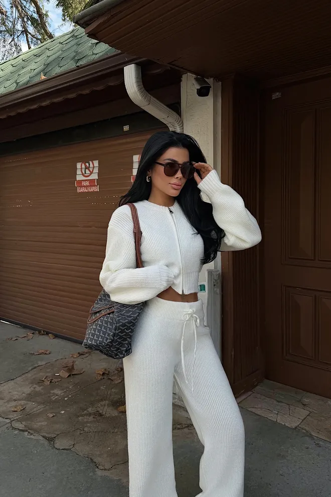 EYYO ATELIER White Elegant Suit With Wide Leg Palazzo Pants Wholesale Clothing 1