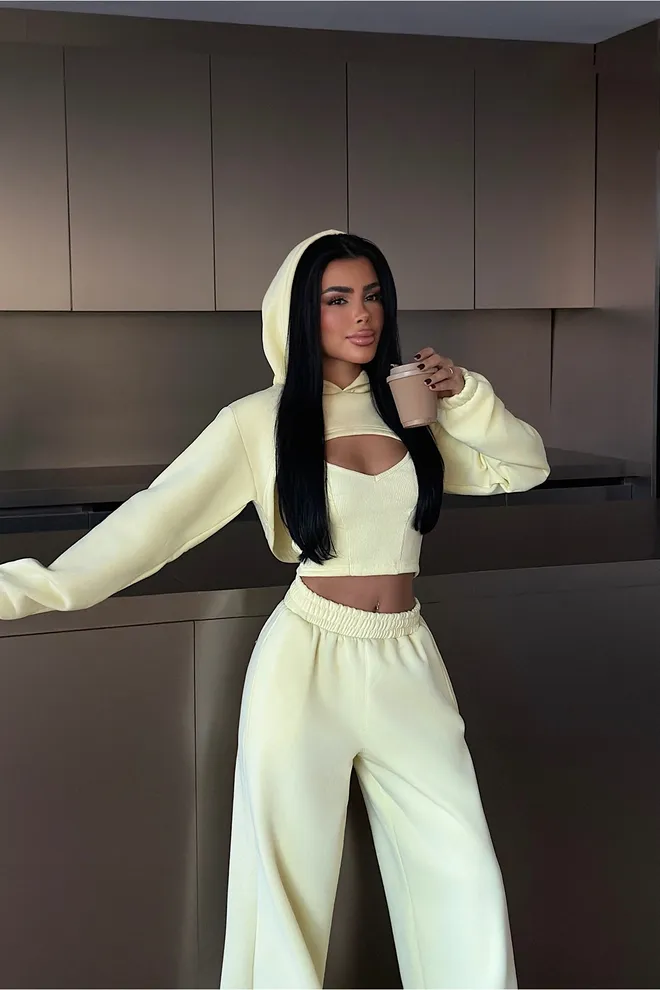 EYYO ATELIER Yellow Casual Sport Suit Wholesale Clothing Lounge