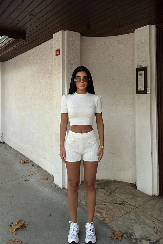 EYYO ATELIER White Casual Sexy Elegant Set Wholesale Clothing Casual