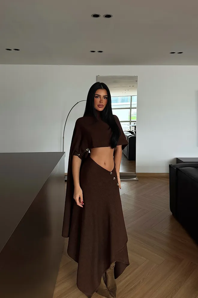 EYYO ATELIER Komplet Brązowy Seksowny Elegancki Formalny Hurtowa sprzedaż odzieży Urodziny