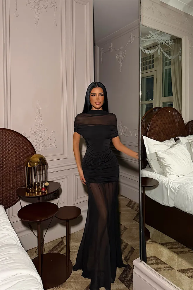 EYYO ATELIER Black Sexy Elegant Formal Glam Sheath Dress Wholesale Clothing Cocktail