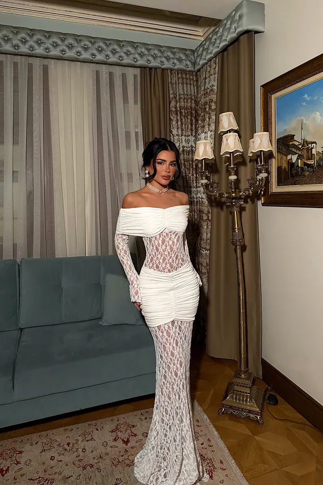 EYYO ATELIER Rochie Alb Sexy Elegant Formal Glam Îmbrăcăminte cu ridicata 1