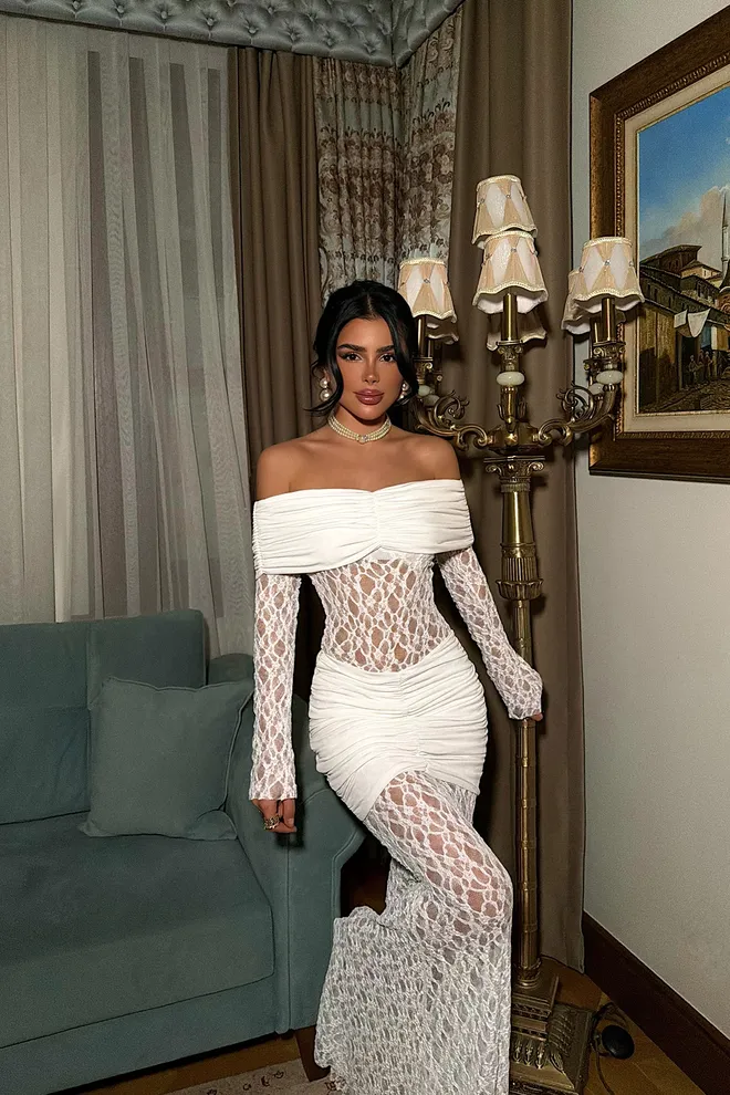 EYYO ATELIER Λευκό Σέξι Κομψό Επίσημο Glam Φόρεμα Χονδρικό εμπόριο ενδυμάτων Σέξι