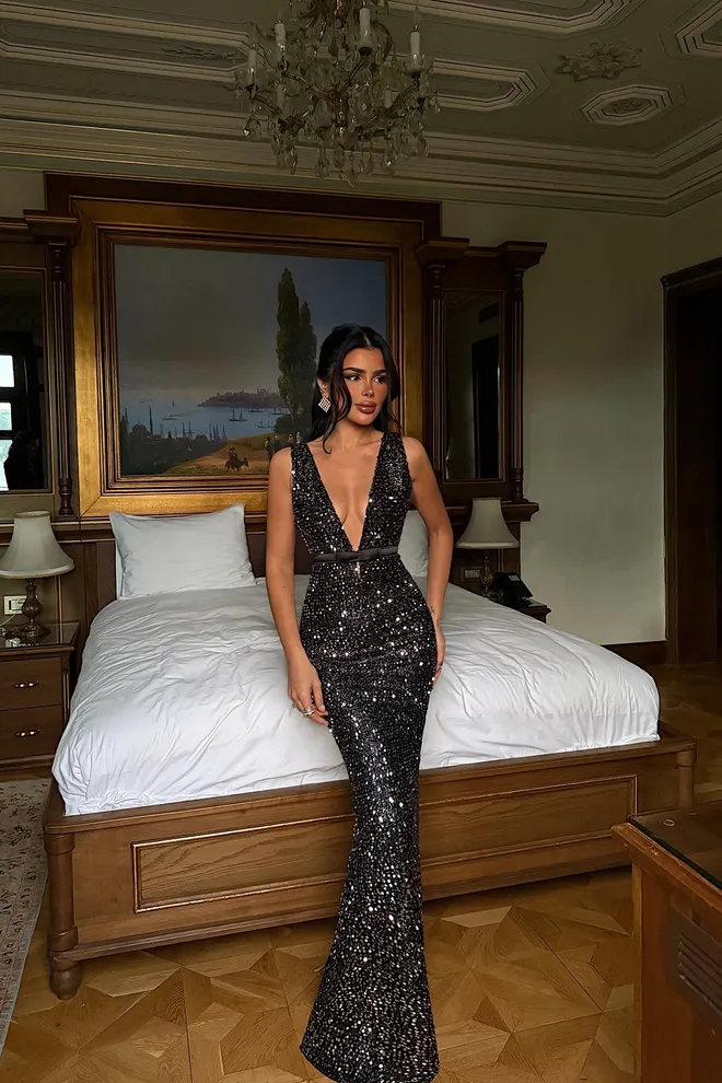 EYYO ATELIER Black Glam Sexy Elegant Formal Bodycon Dress Wholesale Clothing Spring