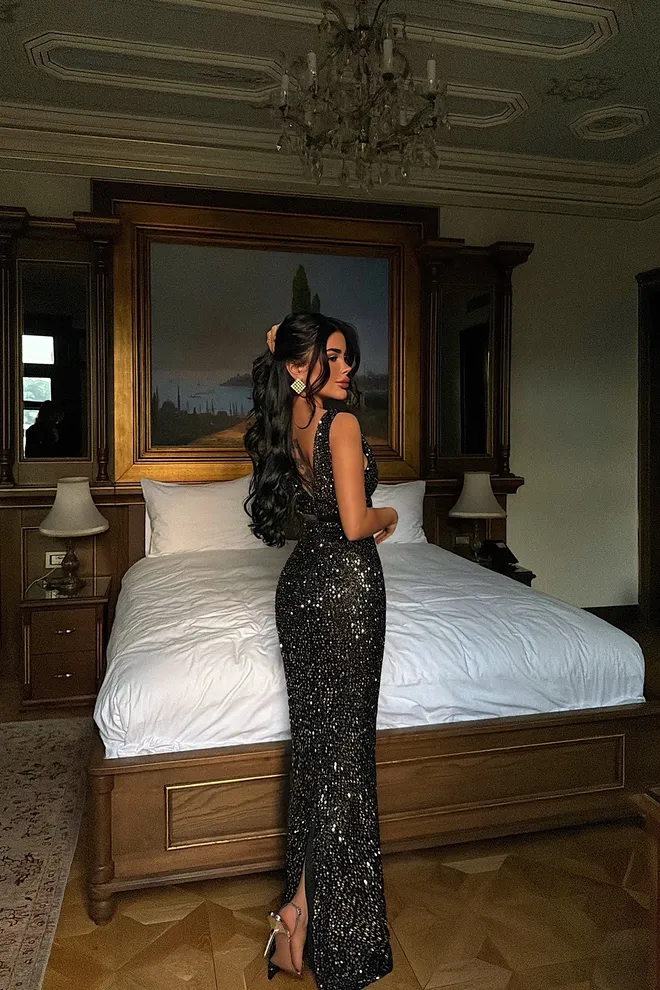 EYYO ATELIER Black Glam Sexy Elegant Formal Bodycon Dress Wholesale Clothing 1