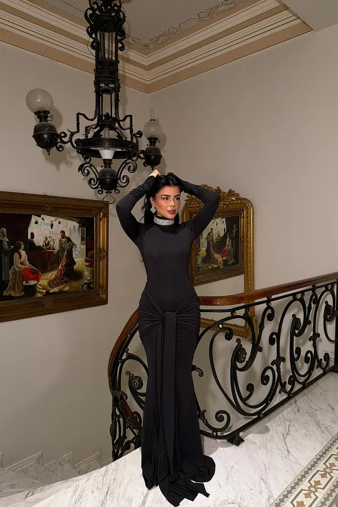 EYYO ATELIER Black Elegant Bodycon Dress With High Neck Wholesale Clothing Cocktail