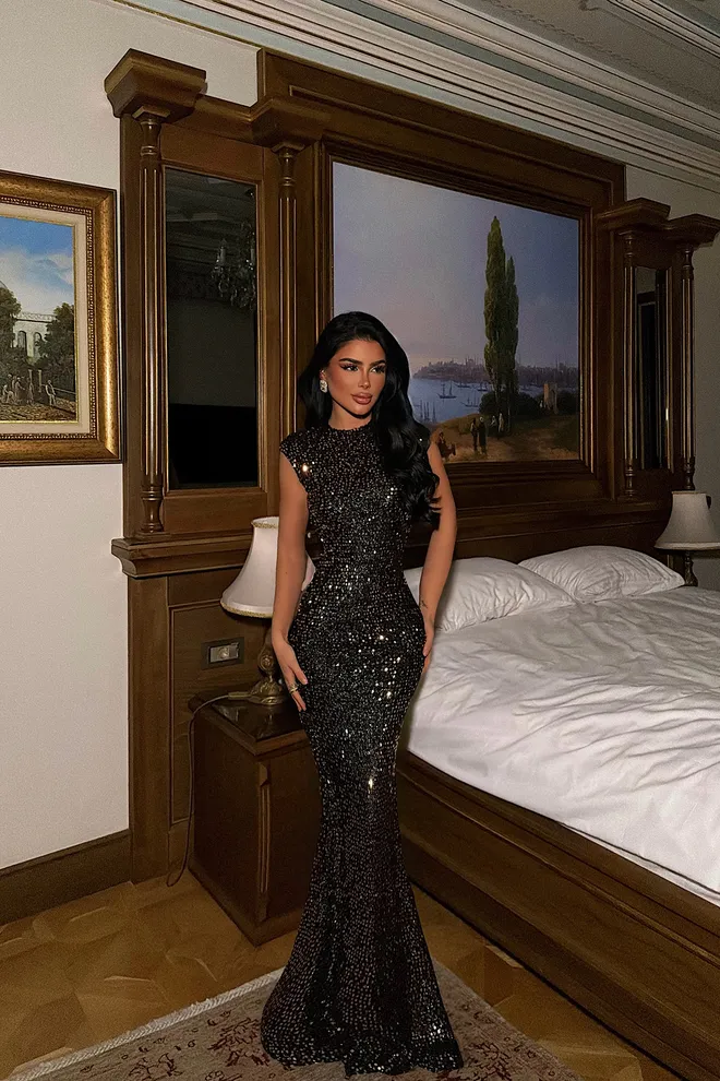 EYYO ATELIER Black Glam Sequined Sheath Dress Wholesale Clothing 1