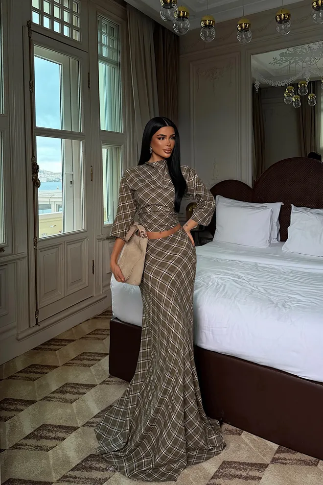 EYYO ATELIER Κομψό Σετ Κοριτσιού Slim Fit Σε Χακί Χονδρικό εμπόριο ενδυμάτων Casual