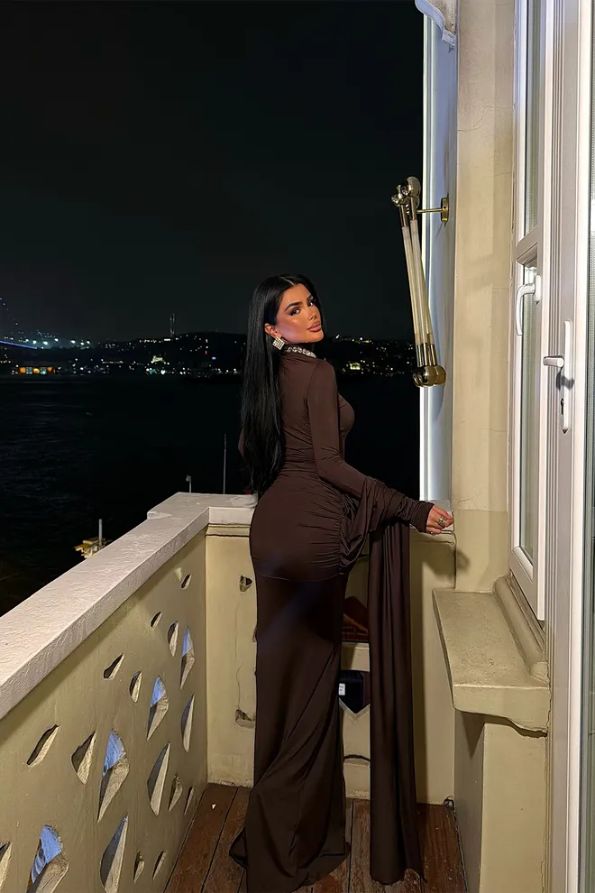 EYYO ATELIER Brown Sexy Elegant Formal Glam Bodycon Dress Wholesale Clothing Spring