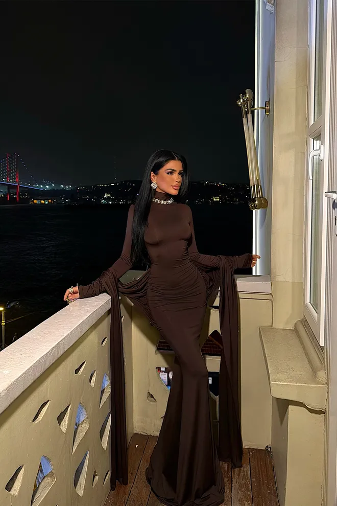 EYYO ATELIER Brown Sexy Elegant Formal Glam Bodycon Dress Wholesale Clothing Sexy