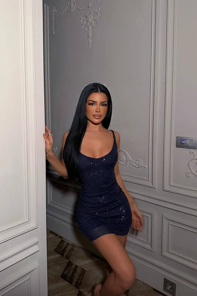 EYYO ATELIER Rochie Mini Bodycon Bleumarin Cu Paiete Îmbrăcăminte cu ridicata Sexy