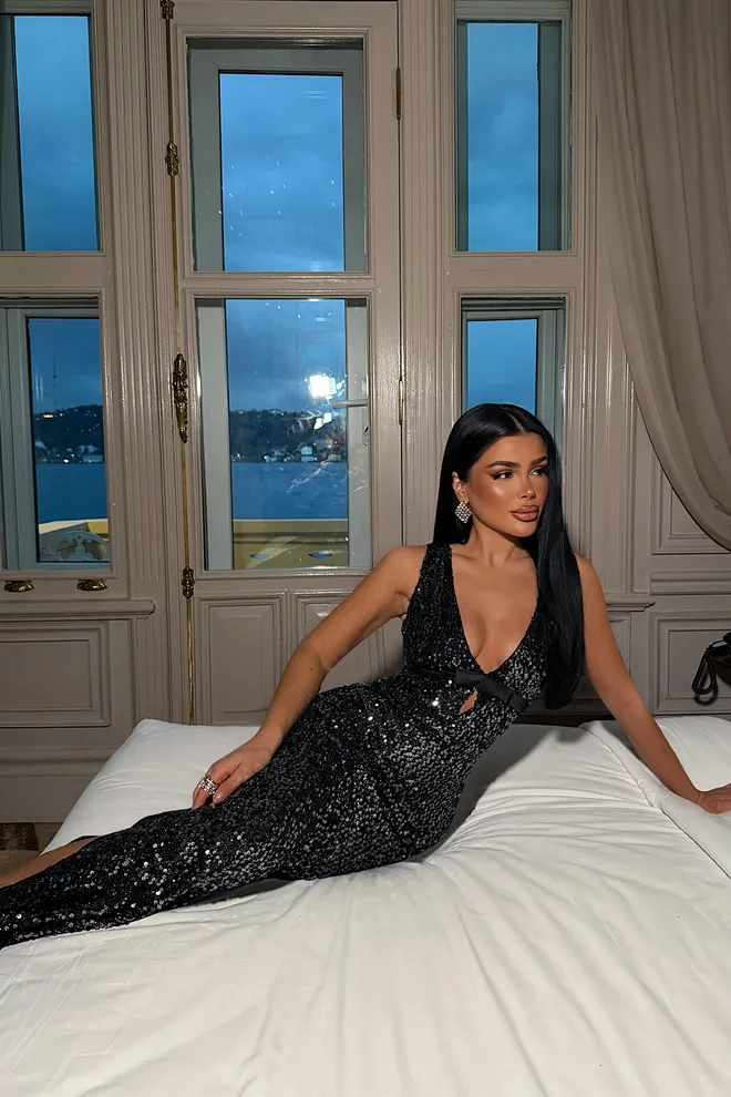 EYYO ATELIER Rochie Neagră Sexy Elegantă Bodycon Cu Paiete Îmbrăcăminte cu ridicata Sexy