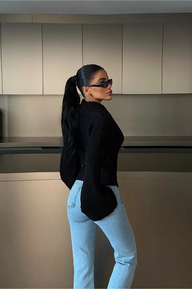 EYYO ATELIER Black Sexy Casual Elegant Cardigan Wholesale Clothing Spring