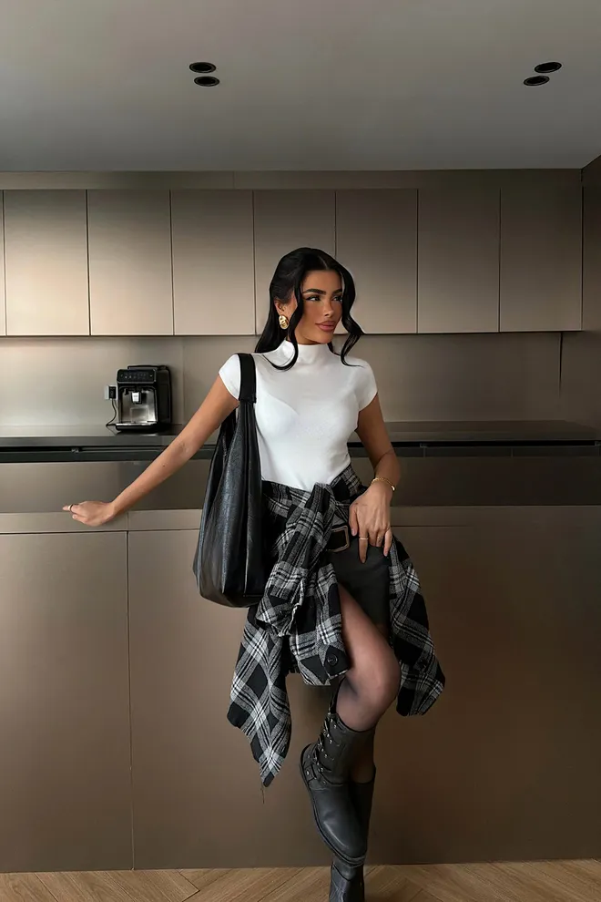 EYYO ATELIER Giacca Sopracamicia Nera A Quadri Abbigliamento all'ingrosso Da cocktail