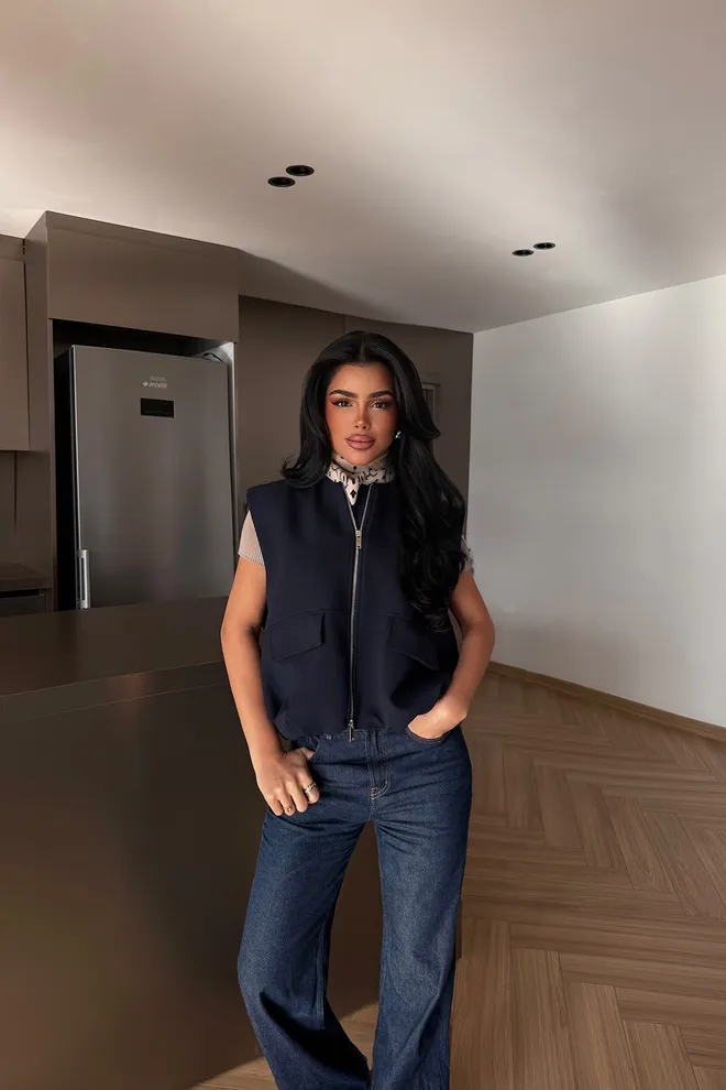 EYYO ATELIER Темно синий Жилет С Карманом Оптовая продажа одежды 0