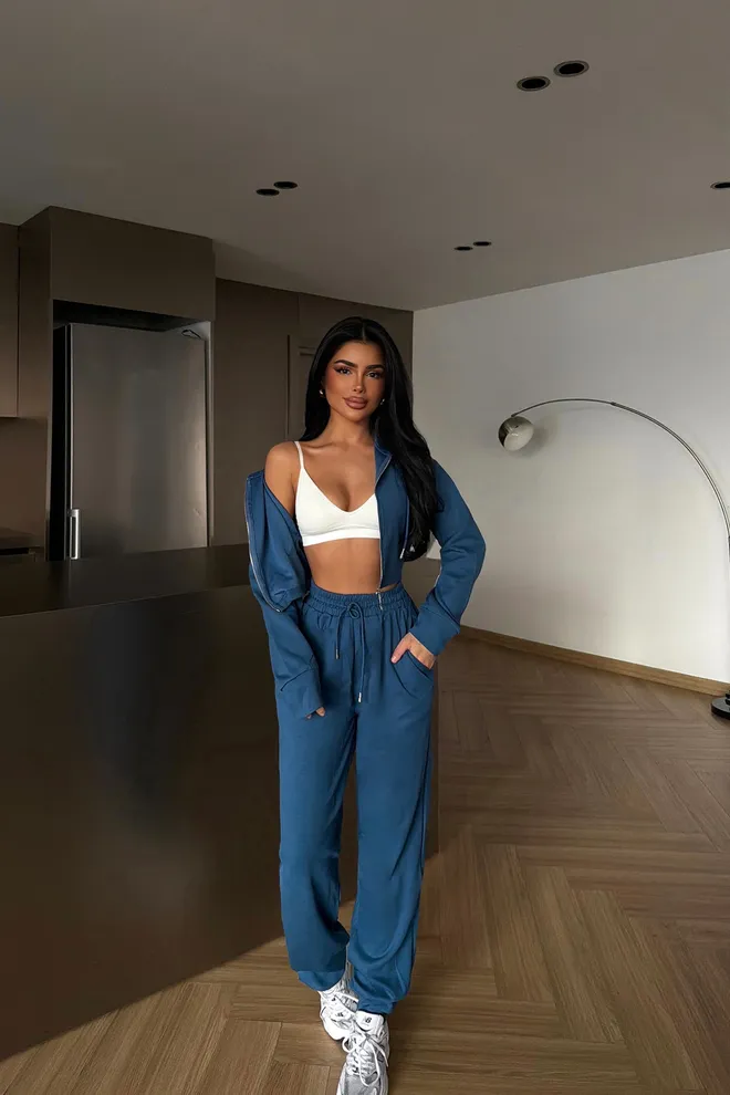 EYYO ATELIER Blue Tracksuit Casual Sport Streetwear Jogger Wholesale Clothing 1