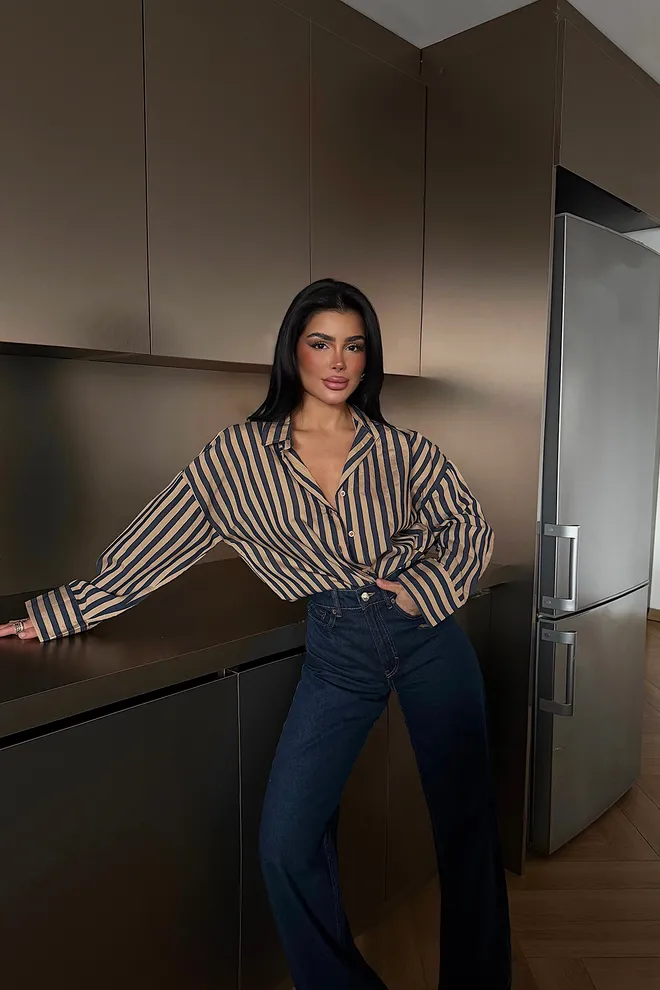 EYYO ATELIER Béžová Pruhovaná Košeľa Odyssey Veľkoobchod s oblečením 0