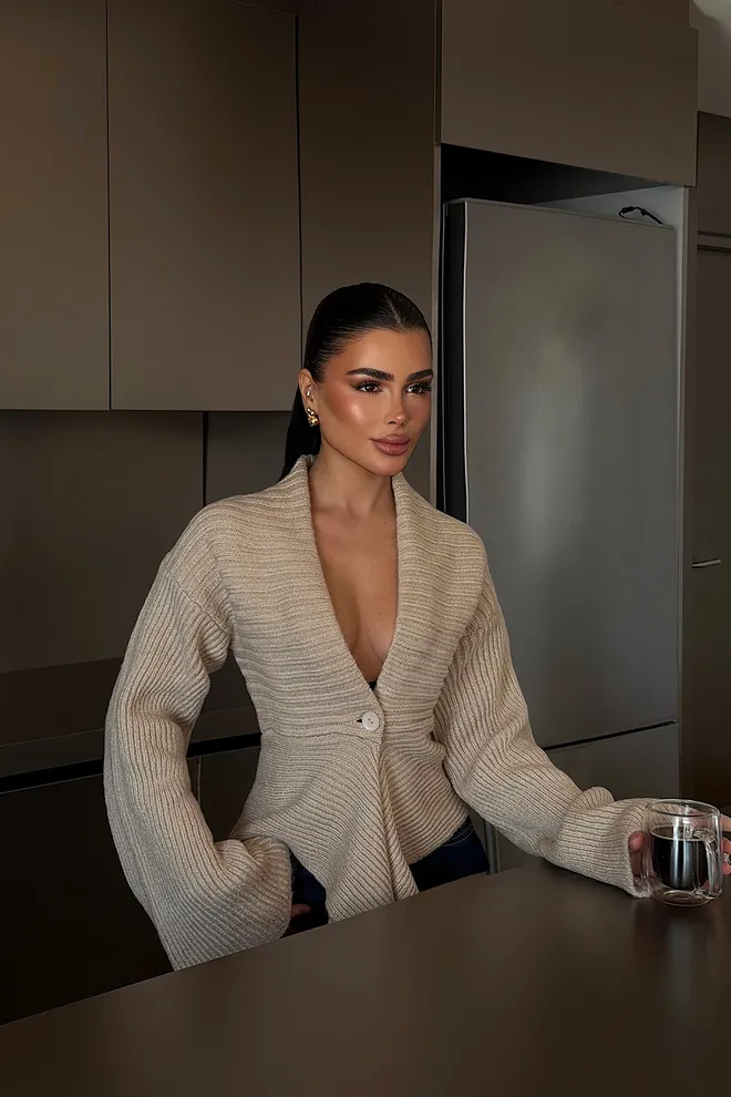 EYYO ATELIER Béžová Elegantný Neformálny Sexy Kardigán Veľkoobchod s oblečením Neformálny