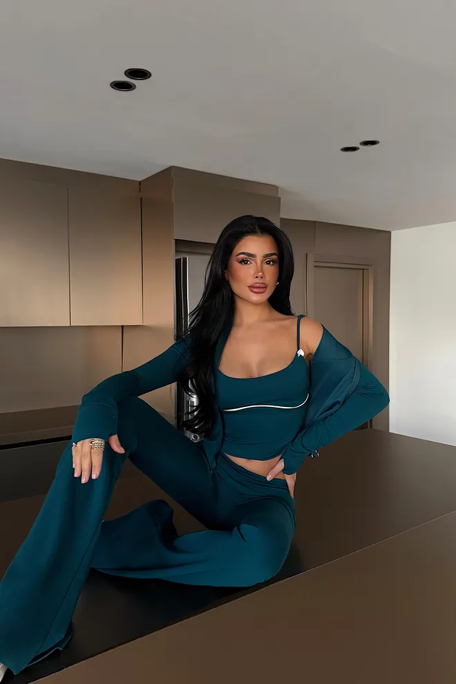 EYYO ATELIER Marineblauwe Slim Fit Casual Sport Set Groothandel Kleding Casual